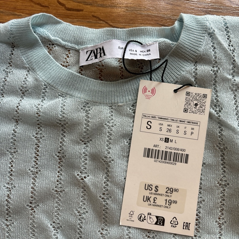 Blue Zara top.  NWT.  Size small.